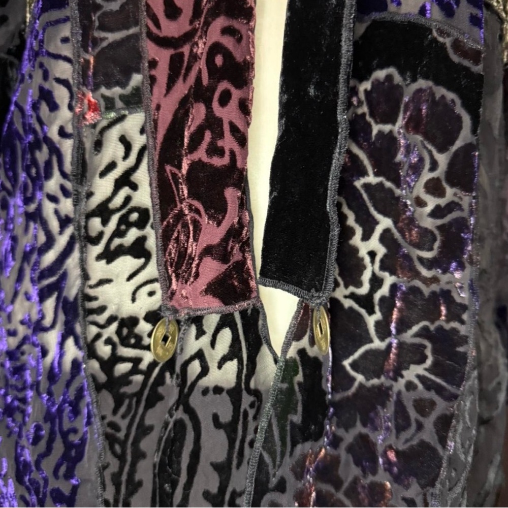Dressbarn Multicolor Silk Blend Burnout Velvet Cardigan - Picture 2 of 8